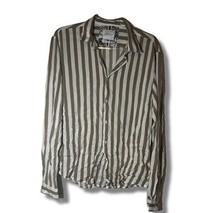 Cactus Man Ricky Singh Casual Striped Shirt - Olive and White